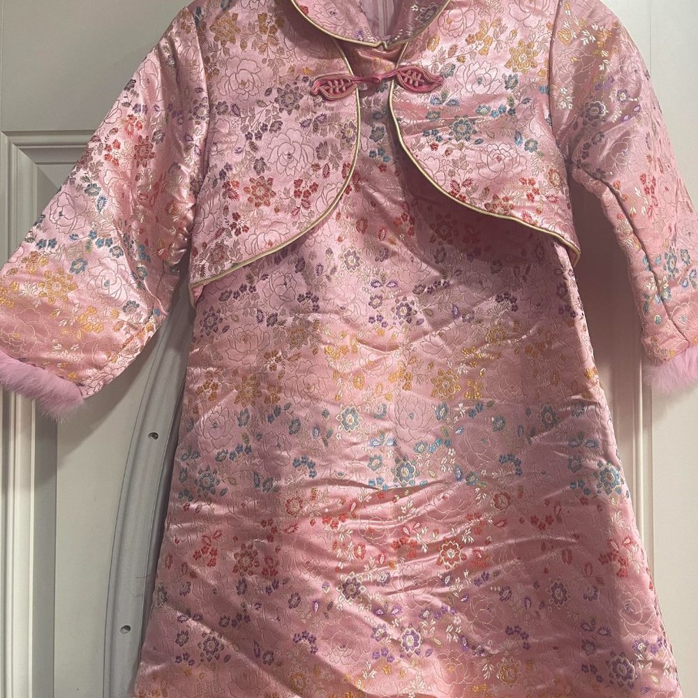 Chinese Style Embroidery Jacquard girl two piece set
